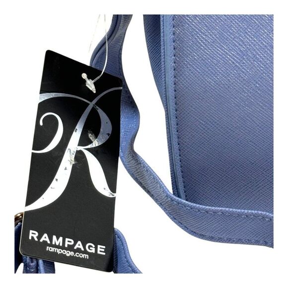 Rampage Womens Blue Faux Leather Crossbody Bag 9” X 7.5”Adjustable Strap & Gold- - Picture 3 of 9